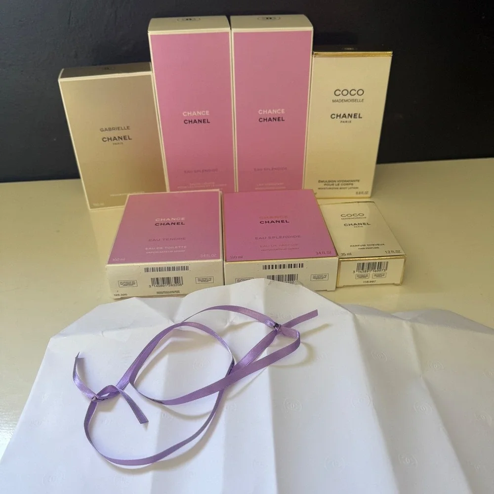 Chanel Packaging Lot Bags Boxes Tissue Ribbon White Black Excellent EMPTY